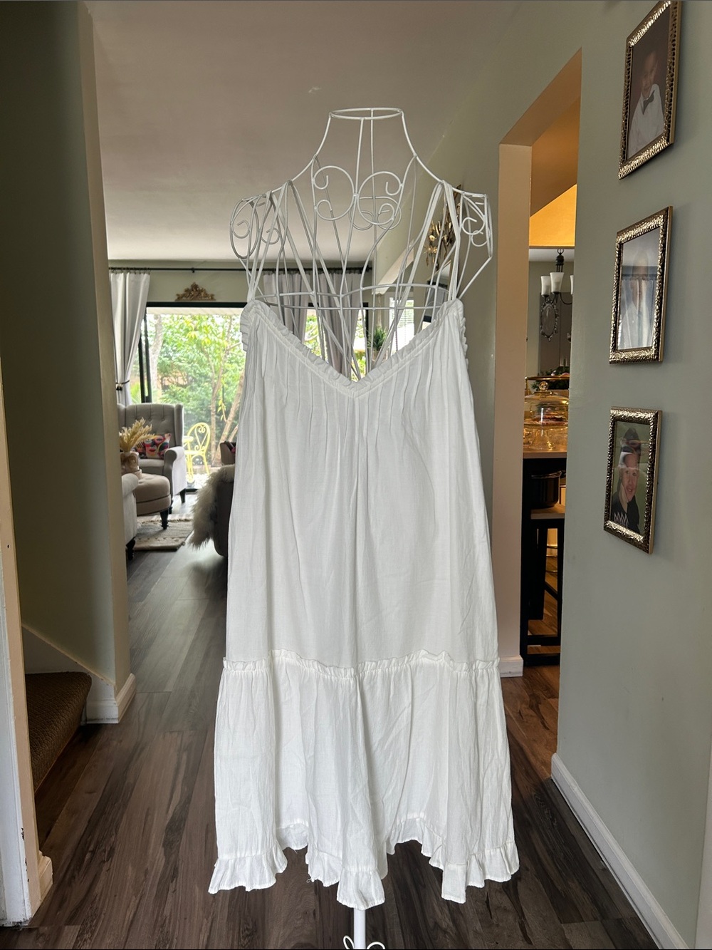 Universal Thread White Tiered Cotton Dress with Ruffle Hem